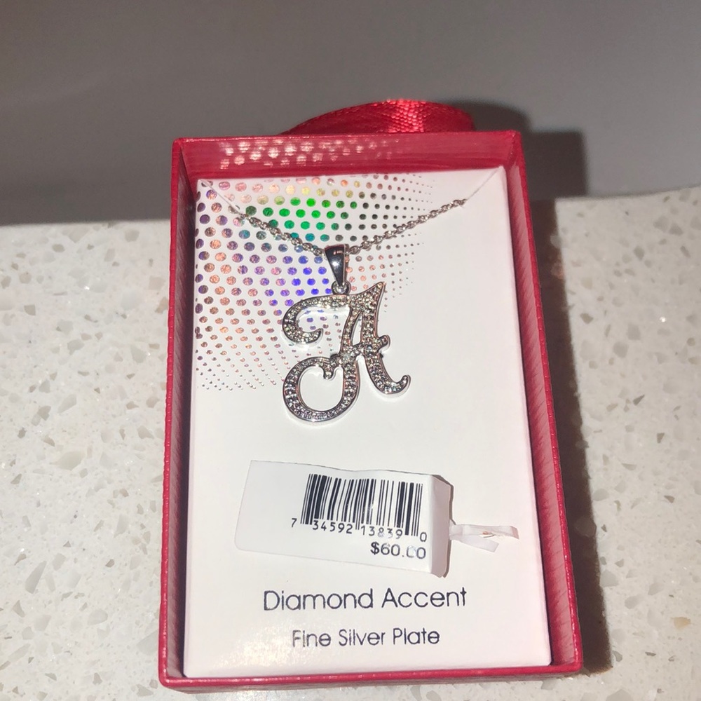 Silver Diamond Initial Necklace